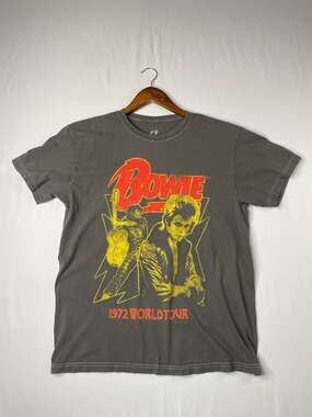 David Bowie 1972 World Tour Graphic T-Shirt Gray Medium